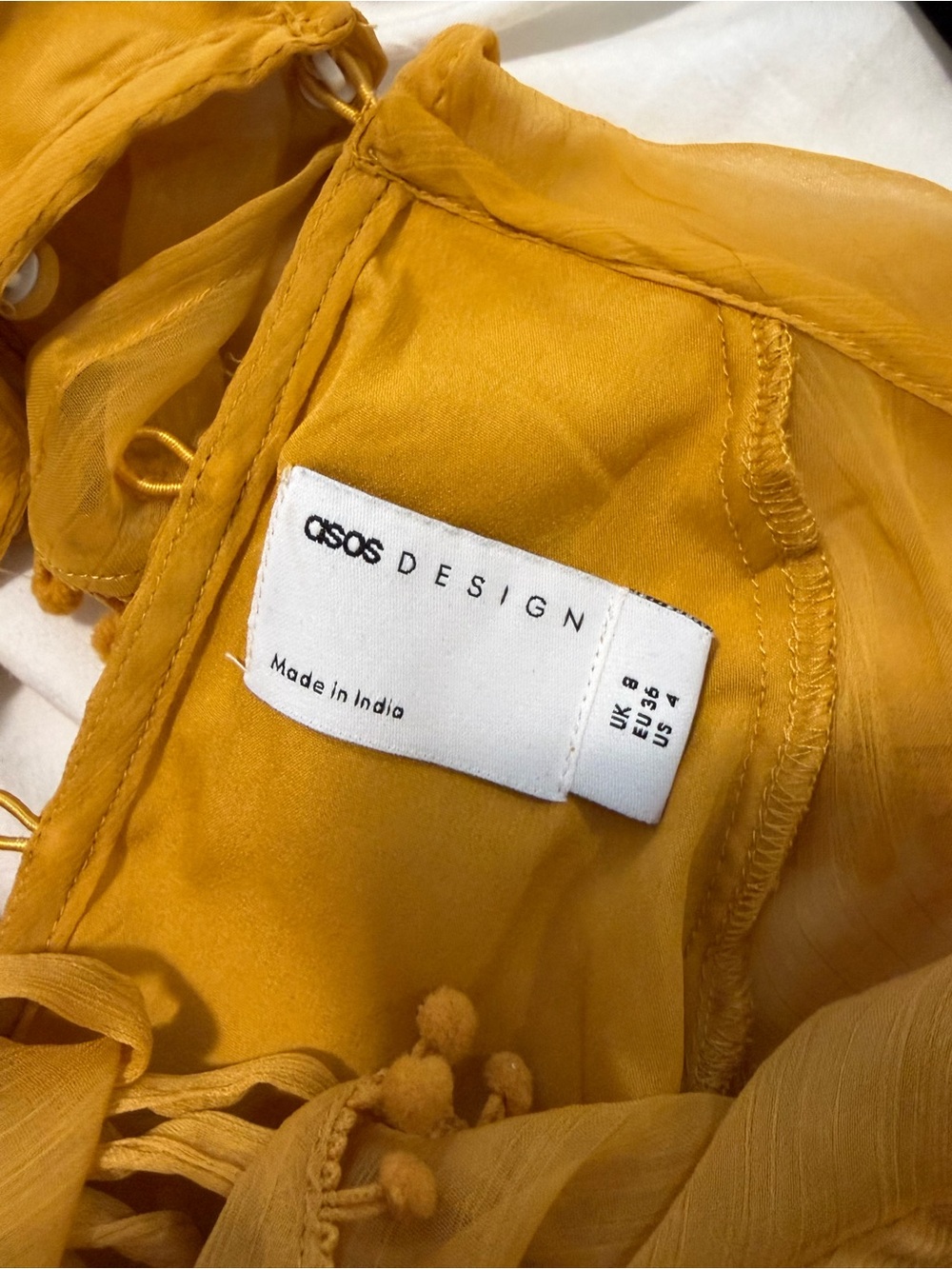 ASOS Golden Yellow Ruffle Mini Dress - Picture 3 of 6